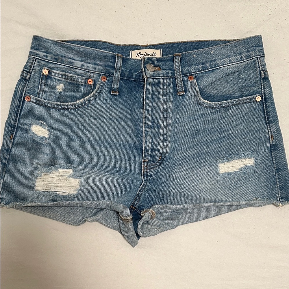 Madewell Distressed Blue Jean Shorts